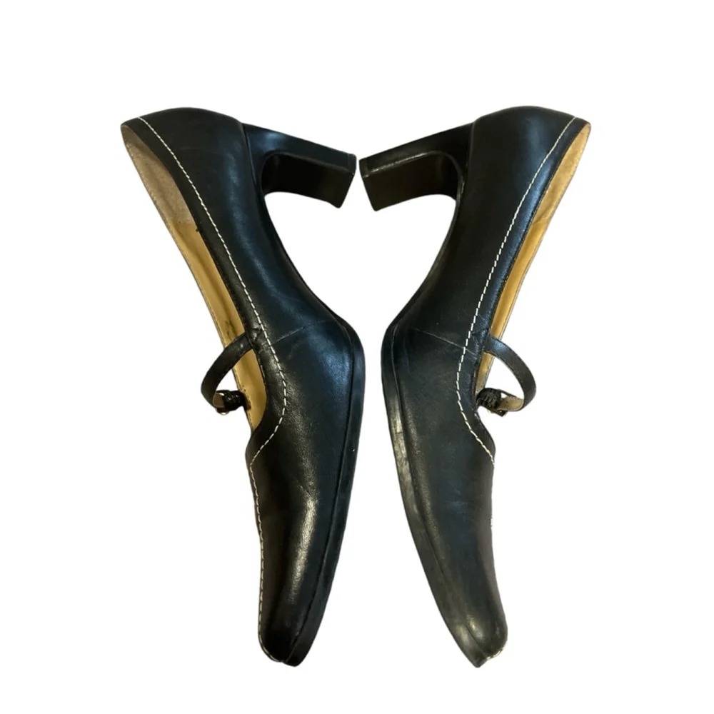 Ipanema Beam Black Leather Mary Jane Pumps Narrow Square Toe Size 6